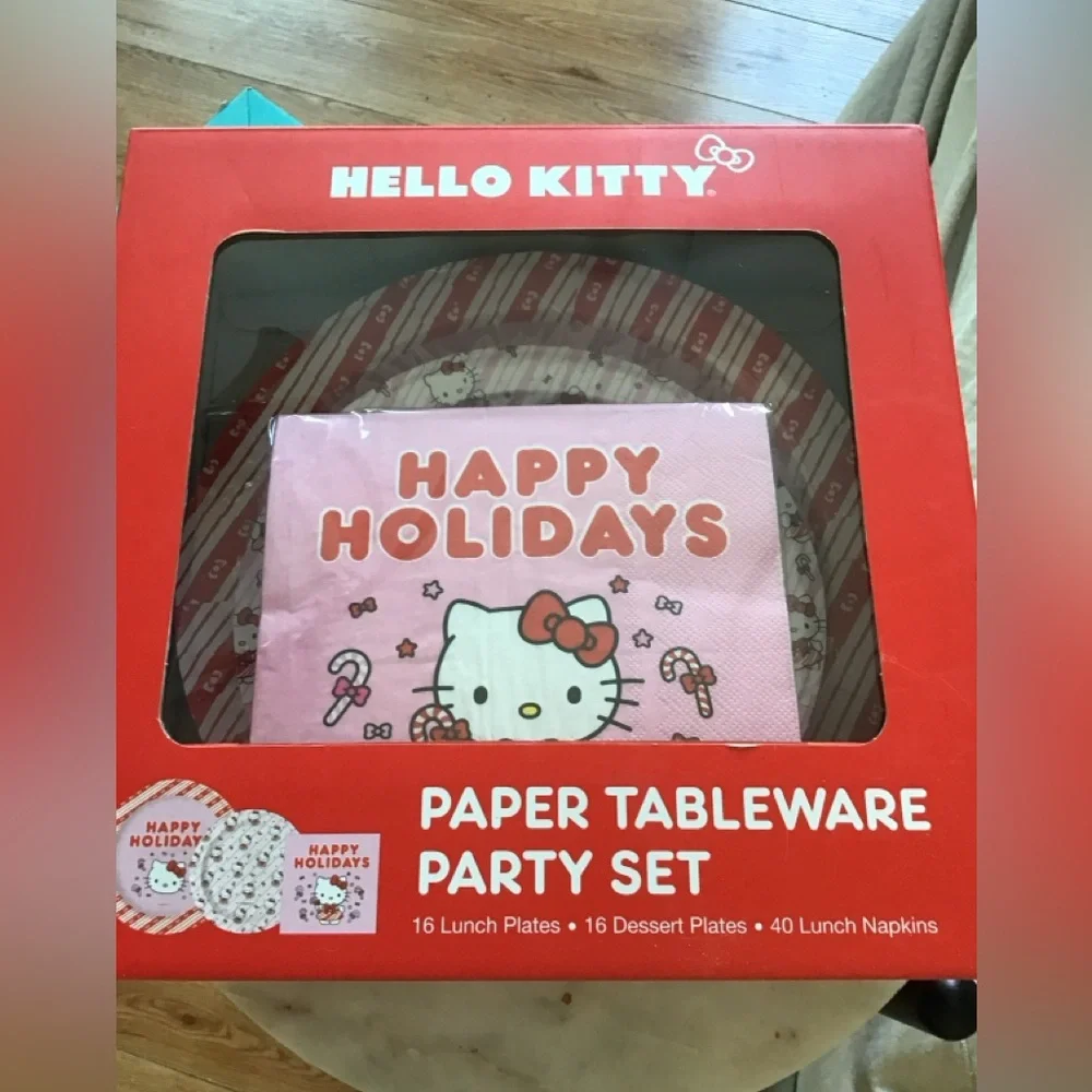New Hello Kitty Festive Paper Tableware 72 Pcs Set - Pink and White